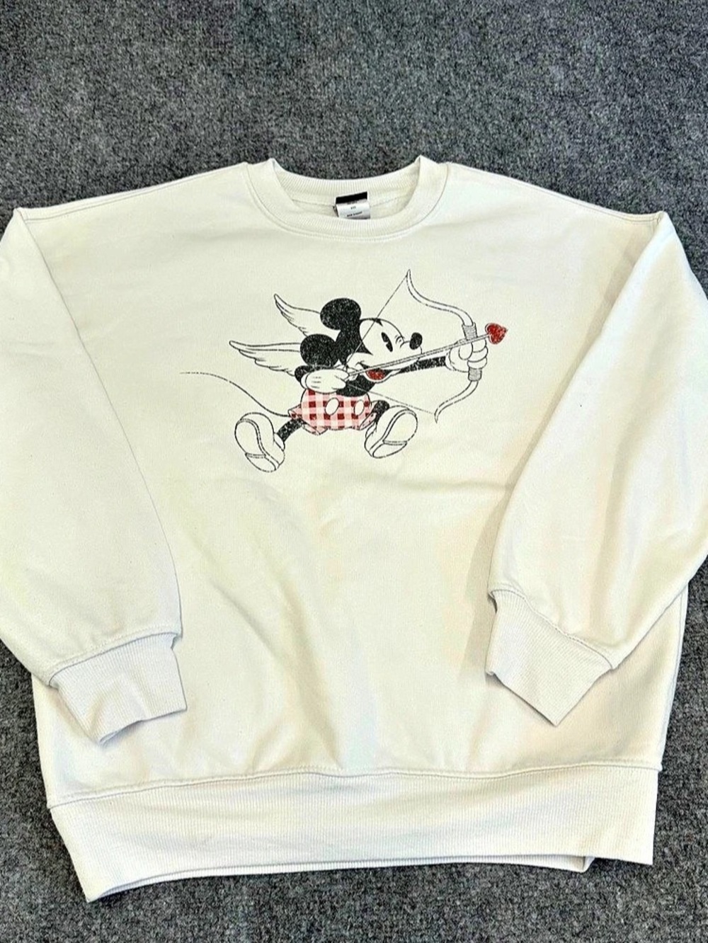 Disney Mickey Mouse Cupid Valentine's Day Graphic Sweatshirt White XXS